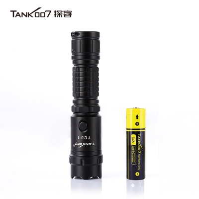 TANK007探客超亮手電筒正品超亮LED遠射直充自駕游執(zhí)勤手電筒TC01