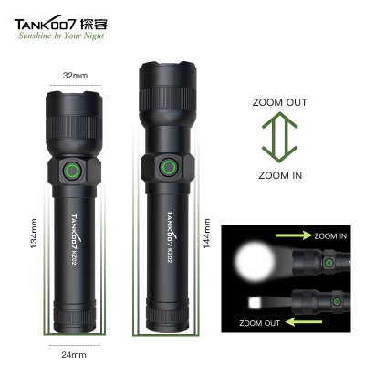 TANK007探客戶外直充調焦手電筒KZ02 LED變焦強光手電